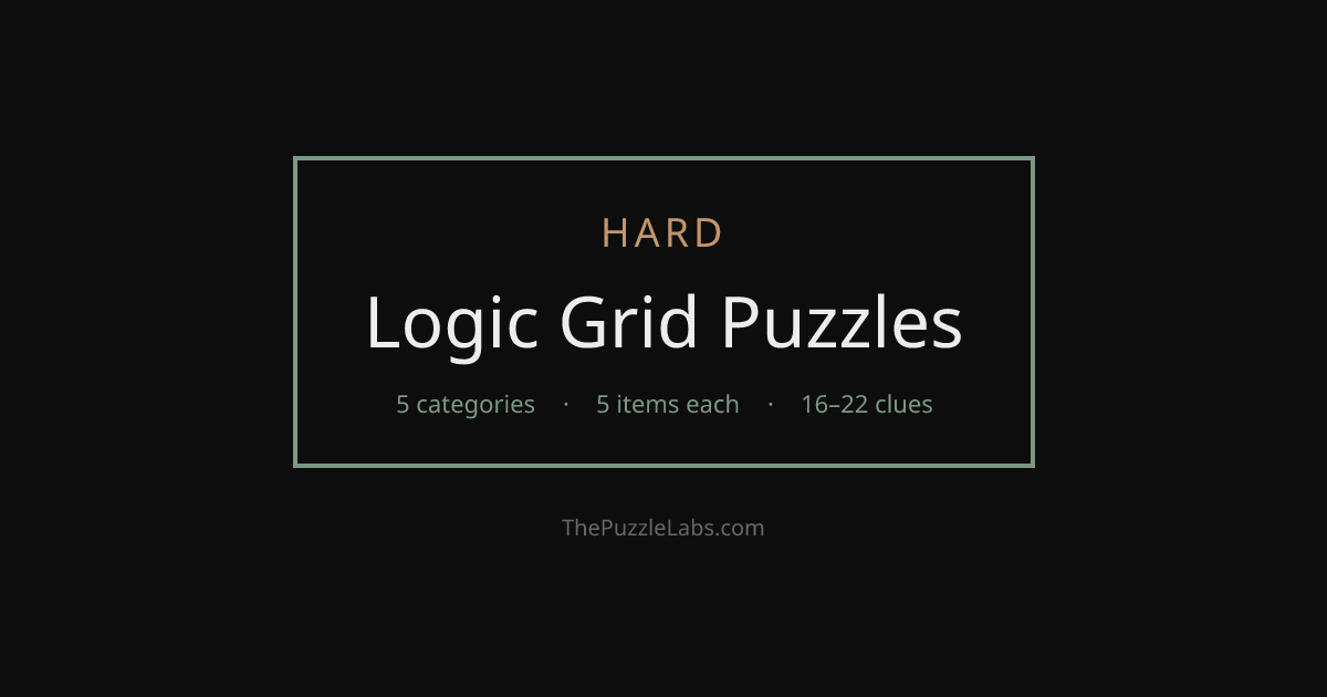 Hard Logic Grid Puzzles — 4×5 Advanced Grid Puzzles | ThePuzzleLabs